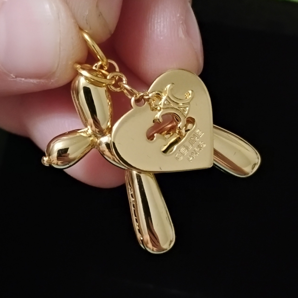 Upcycled Gold Balloon Dog Charm With Charms - Picture 9 of 13